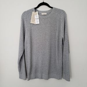 NWT lt gray cable knit pullover sweater cotton